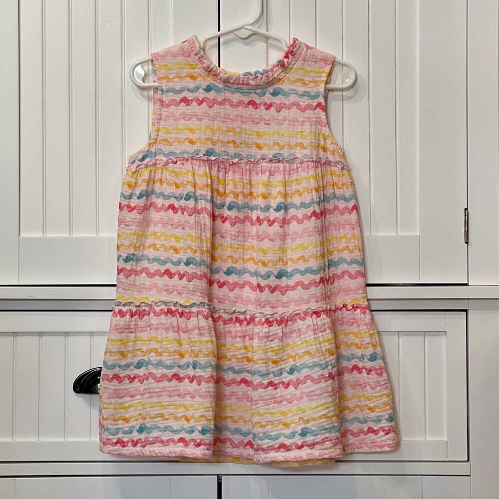 Mud Pie Girls Rainbow Cotton Gauze Tiered Dress